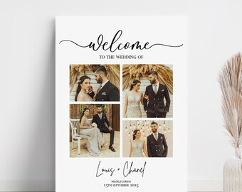 Personalized Welcome to Our Wedding Entrance Sign, Photo Welcome Wedding Board, Reception Printable Poster, Modern Outdoor Wedding Decor
