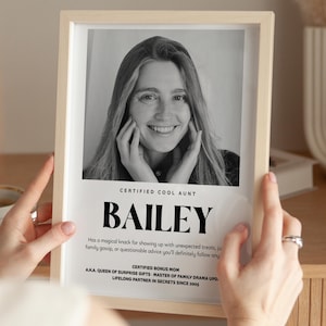 Personalised Aunt Print from Niece Nephew, Custom Auntie Photo Gifts, Aunt Birthday Keepsake, Unqiue Aunty Gifts, Birthday Gift for Sister