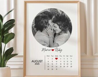Personalized Photo Calendar Poster Print for Couples, Custom Wedding Anniversary Gift, Special Date Keepsake: UNFRAMED Poster