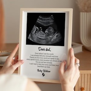 Daddy Personalized Ultrasound Photo Print From Baby Bump To 1st Time Dad Gift from Wife, Pregnancy Announcement Sentimental Gift for New Dad