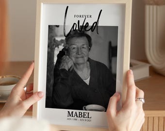 Personalized Memorial Photo Print, Custom Celebration of Life Memorial Gift, Loss of Loved One Keepsake : UNFRAMED Poster