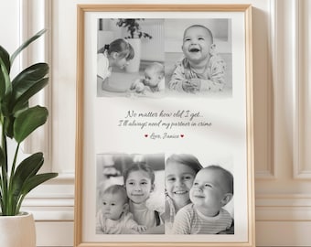 Personalized Cousin Photo Collage Print, Sentimental Meaning Birthday Gift for Cousin: UNFRAMED Poster