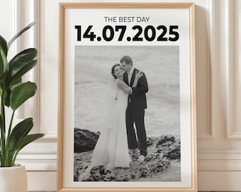 Personalized Wedding Photo Gift for Couples, Custom Anniversary Keepsake, Engagement Gift : UNFRAMED Poster