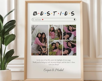 Personalized Best Friend Photo Collage Print, Soul Sister Gift, BFF Forever Gift With Names: UNFRAMED Poster