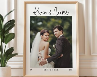 Personalized Wedding Photo Print, Custom Couple Anniversary Gift, Wedding Keepsake, Engagement Gift: UNFRAMED Poster