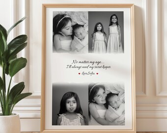 Personalized Sister Photo Collage Print, Sentimental Birthday Gift for Sibling: UNFRAMED Poster