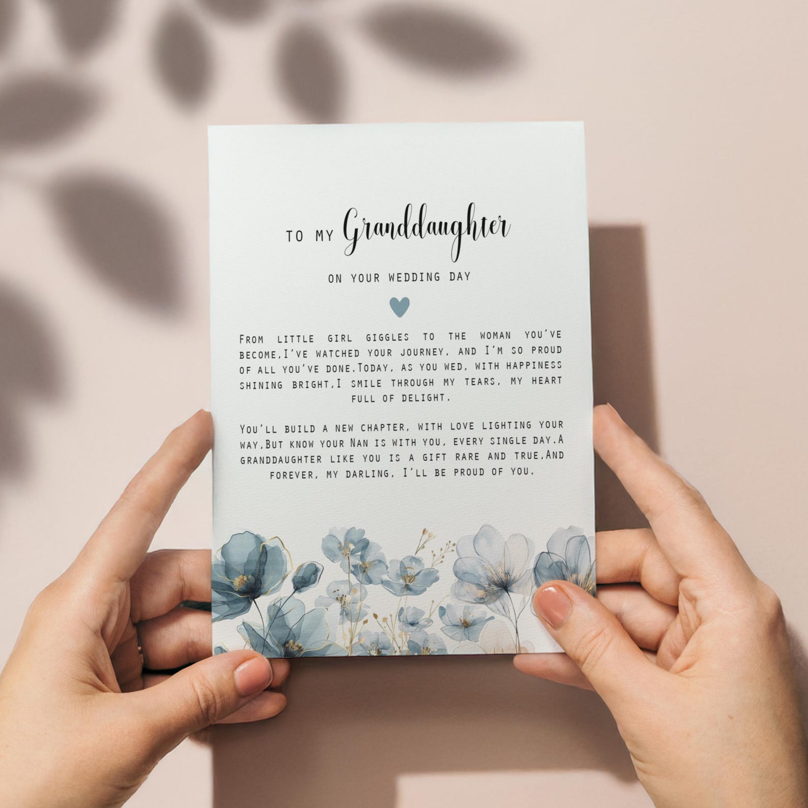 Letter to My Granddaughter on Her Wedding Printable Card DIGITAL