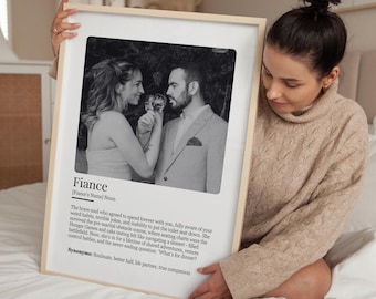 Personalized Fiance Definition Print, Fiance Birthday Photo Gift, Custom Engagement Keepsake, Gift for Newly Engaged Couples