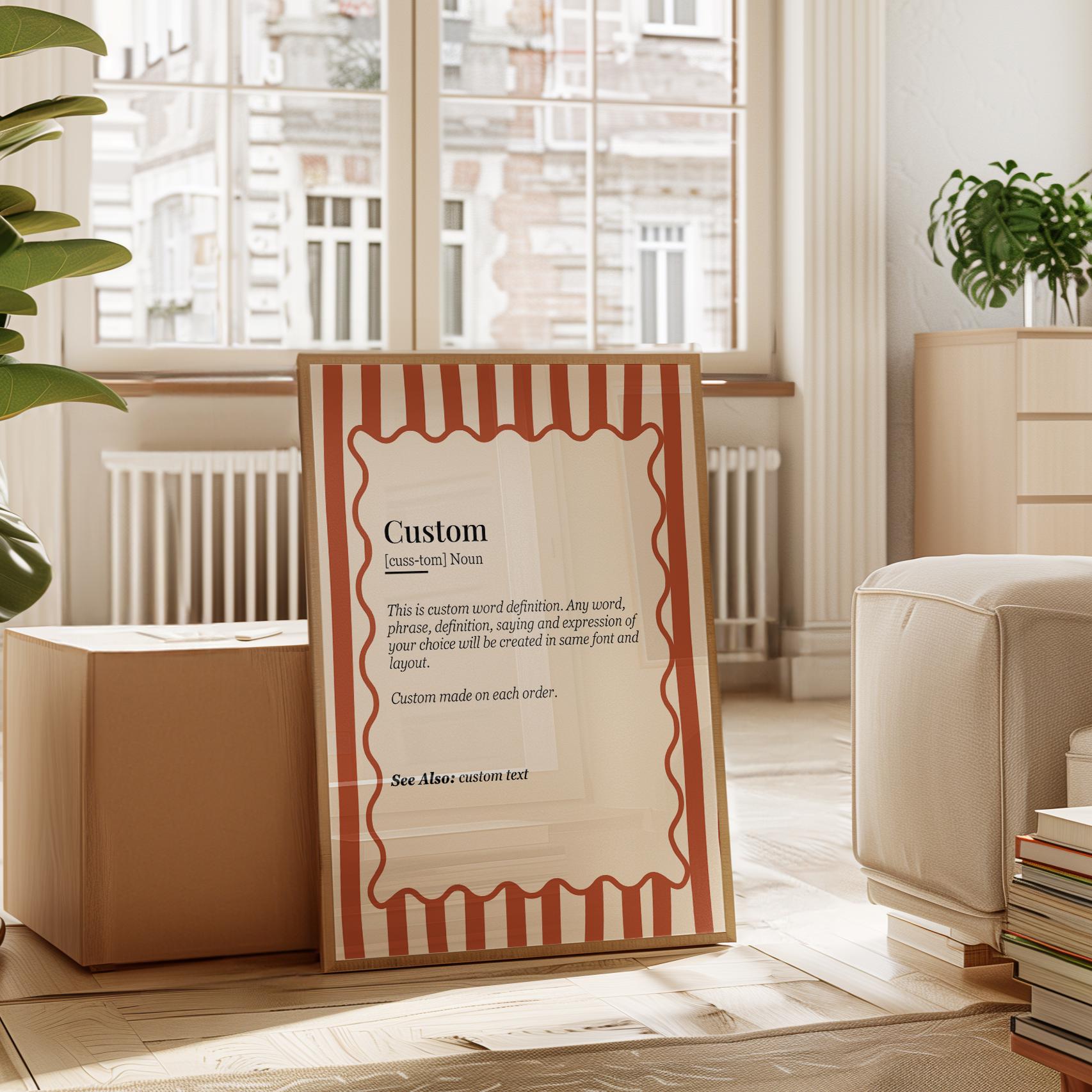 Custom Word Definition Print With Stripes (digital Download ...