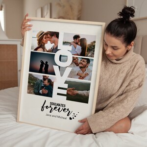 Personalized Couple Photo Collage Print, Custom Anniversary Wall Art ...