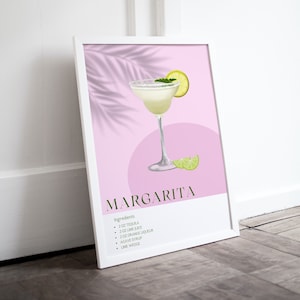 Margarita Cocktail Poster | ungerahmte Wandkunst | Küchen Dekor | Digitale Datei | Wall art Set