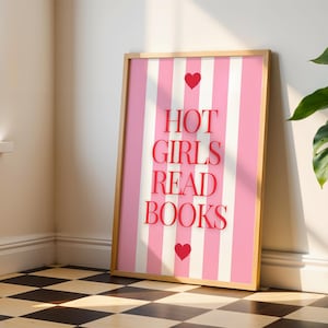 Hot girls read books Poster | Rosa Poster | Geschenke für Bücherliebhaber | Digtale Datei