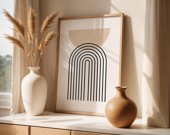 Beige Abstract Poster | Minimalist Boho & Scandi Wall Art | Geometric Art | Modern Living Room Wall Decor | Digital Download