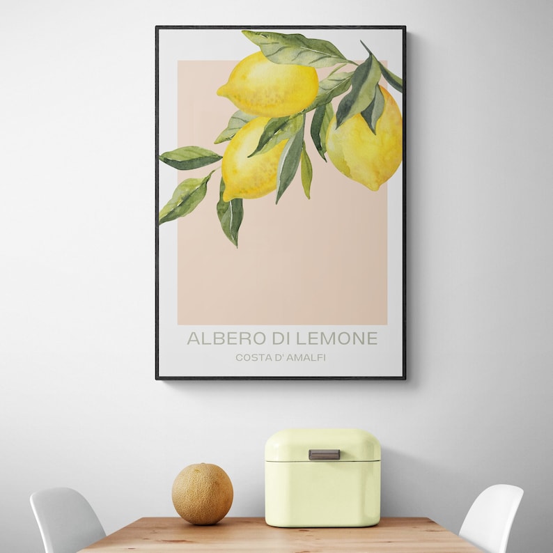Citroenposter voor de keuken | Vintage posterprint | Selecteerbaar formaat | Digitaal bestand afbeelding 1