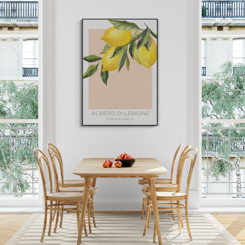 Citroenposter voor de keuken | Vintage posterprint | Selecteerbaar formaat | Digitaal bestand afbeelding 2