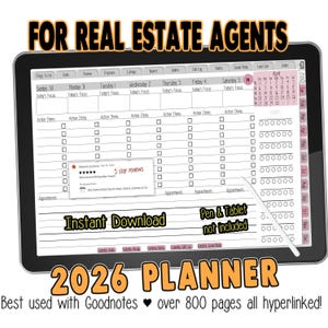 2026 Real Estate Digital Planner & Transaction and Commission Tracker  Hyperlinked PDF