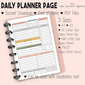 Plantilla de calendario de seguimiento de planificador de hábitos diarios de lista de verificación de agente inmobiliario para plantillas de negocios inmobiliarios Canva A4/A5/Carta Descargar PDF