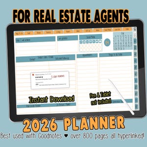 2026 digital planner for real estate, daily activity tracker, weekly time blocking