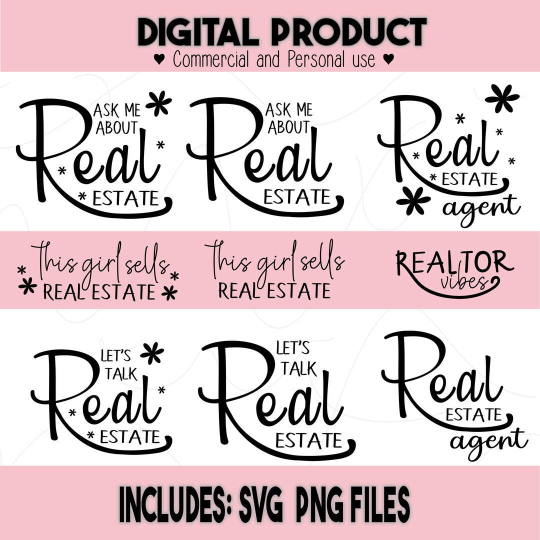 Real Estate SVG Bundle Trendy Realtor Agent Sayings &amp; Quotes Sublimation Designs for Stickers ...