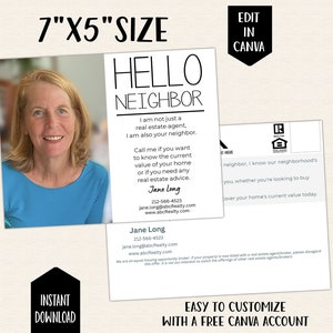 Realtor postcard template real estate marketing postcard for listing agent realtor farming area custom postcard mailers hello neighbor