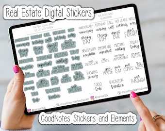 Real estate digital stickers cropped for Goodnotes Planners Clean Modern Teal Design | PNG files | Goodnotes Elements |Stickers