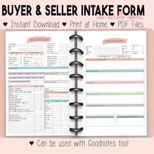 Realtor checklist home buyer & seller questionnaire intake form insert sale lead page real estate template form A4|A5|Letter, Download PDF