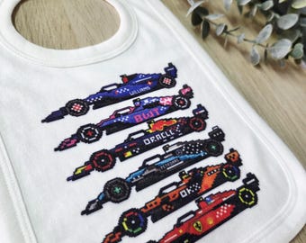 Formula 1 Baby Bib | F1 Baby Gift | Racing Car Baby Bib | Motorsport Baby Gift | Baby Shower Gift | F1 Fan Baby | Cute Racing Bib