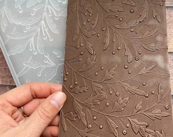 Embossing Folder - Botanical leaf holiday greeting Card Making Craft EM001
