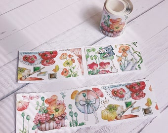Flower Vintage Cuties Washi paper tape | Cute planner tape, Scrapbooking, Bullet Journal, Stationery