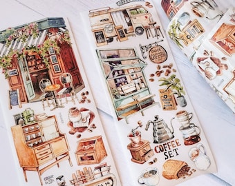 PET Coffee Shop-tape Vintage Cuties Washi-papiertape | Schattig plannertape, scrapbooking, Bullet Journal, briefpapier