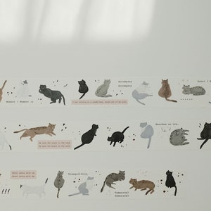 Katzen Washi Klebeband | Niedliches Planer Tape, Scrapbooking, Bullet Journal, Papeterie