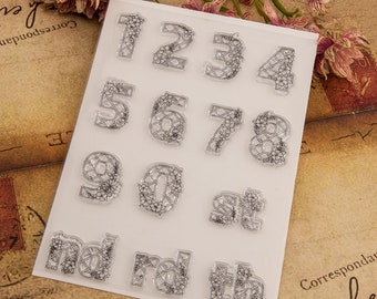 Transparent Stamp - Alphabet Letters And Floral Numbers