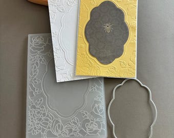Embossing Folder with matching cutting dies - Flower Thank you greeting Bee Card making