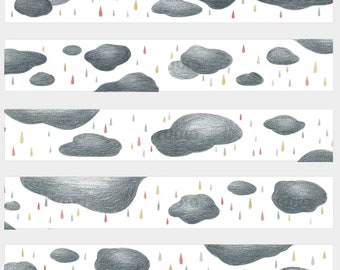 Raining Clouds Washi paper tape | Cute planner tape, Scrapbooking, Bullet Journal, Stationery