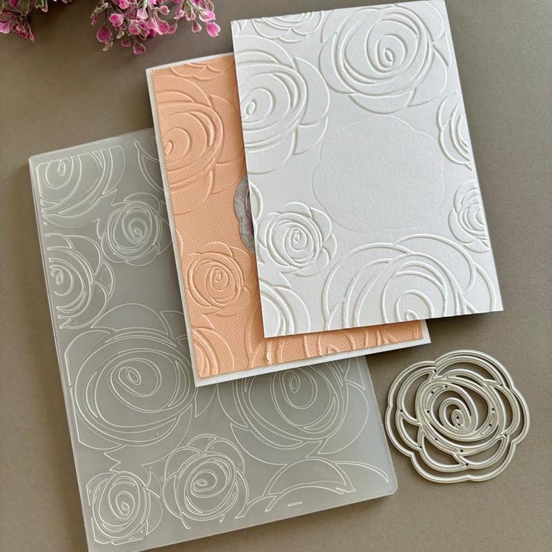 Embossing Folder With Matching Cutting Dies - Flower Thank You Greeting ...