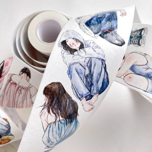 Cinta washi de diseño emocional para chicas lindas / Linda cinta de planificador, Scrapbooking, Bullet Journal, Papelería Mariposa