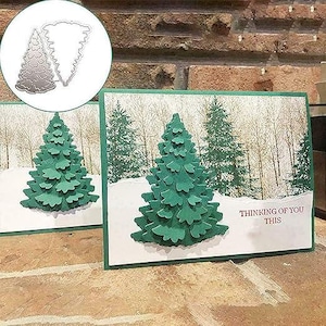 3D Kerstboom Vakantiegroet Metalen Stansmessen Scrapbooking Bloemen Staal Ambacht Gestanst DIY Album Kaarten Maken Home Party Decoratie