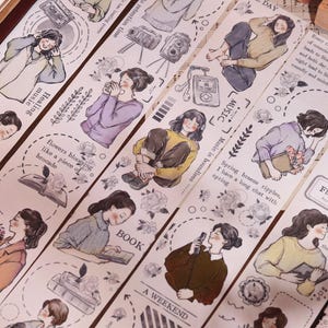 Cinta washi de diseño emocional para chicas lindas / Linda cinta de planificador, Scrapbooking, Bullet Journal, Papelería Mariposa