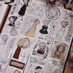 Cinta washi de diseño emocional para chicas lindas / Linda cinta de planificador, Scrapbooking, Bullet Journal, Papelería Mariposa