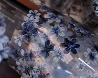 Cinta adhesiva PET con estampado láser floral troquelada / Scrapbooking, Planner