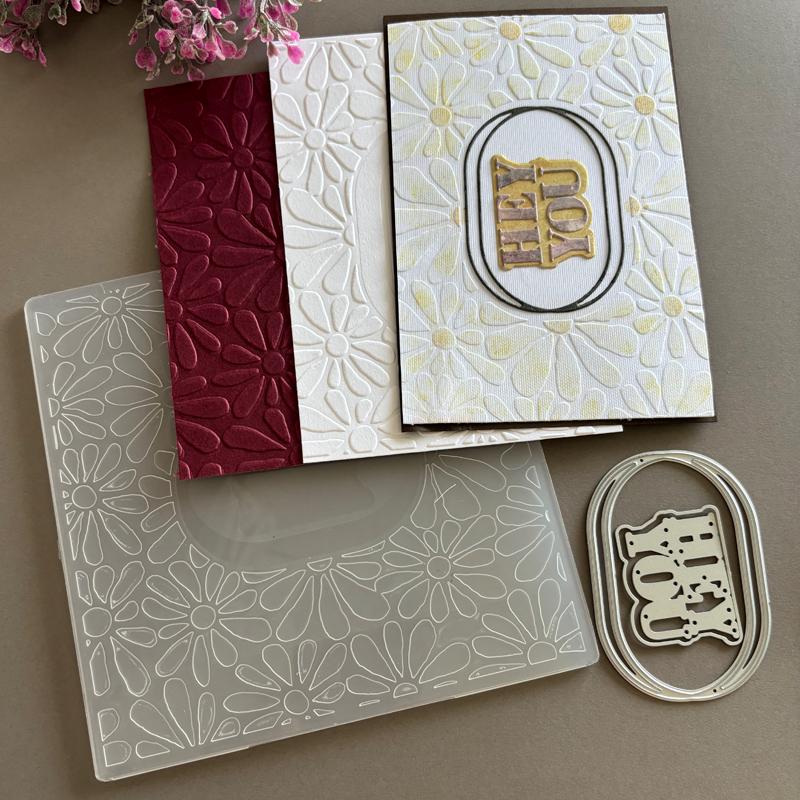 Embossing Folder With Matching Cutting Dies - Flower Thank You Greeting ...