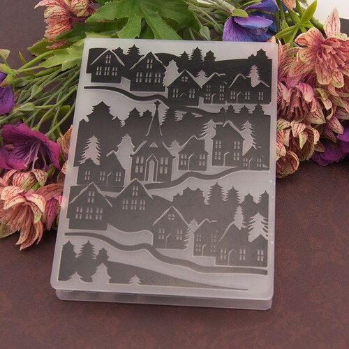 Embossing Folder - Winter Village Houses Country Side