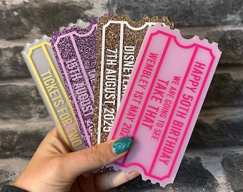 Personalized Acrylic Ticket Gift, Acrylic Gift Token, Personalized Birthday Gift Ticket, Personalized Show Ticket, Custom Gift Ticket