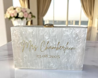 Personalized marble clutch bag, Personalized bride wedding clutch bag, Bridal Purse, wedding clutch bag, Bridal hen do bag