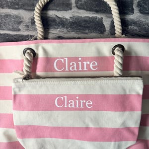 Personalized Beach Bag, Striped Monogram Beach Tote, Nautical Beach Bag, Honeymoon Beach Bag, Monogram Personalized Beach Bag, Cruise Bag image 14