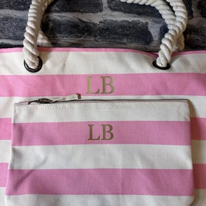 Personalized Beach Bag, Striped Monogram Beach Tote, Nautical Beach Bag, Honeymoon Beach Bag, Monogram Personalized Beach Bag, Cruise Bag image 12