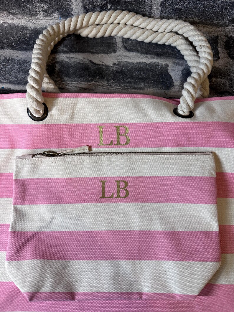 Personalized Beach Bag, Striped Monogram Beach Tote, Nautical Beach Bag, Honeymoon Beach Bag, Monogram Personalized Beach Bag, Cruise Bag image 12