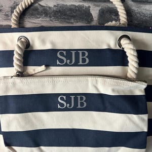 Personalized Beach Bag, Striped Monogram Beach Tote, Nautical Beach Bag, Honeymoon Beach Bag, Monogram Personalized Beach Bag, Cruise Bag image 13