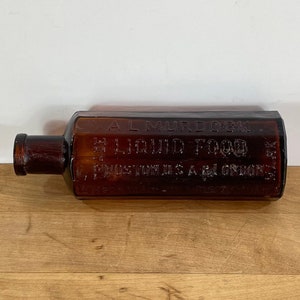 AL Murdoch 12 Sided Amber Glass Medicine Bottle, Liquid Food Bottle, Albumen Brown Bottle (No Cork, empty)