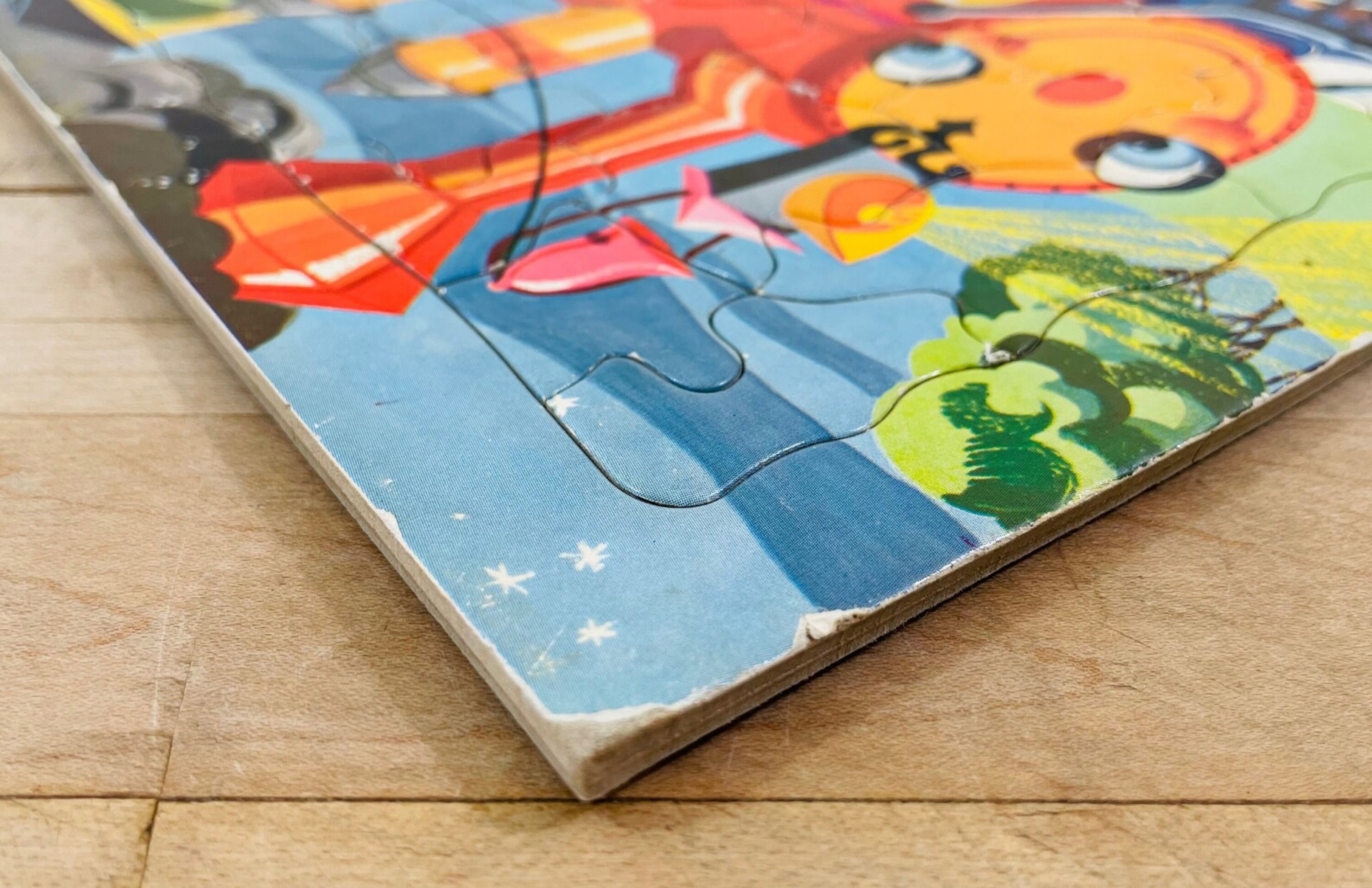 Children's Large Piece Puzzles by Sifo, 1965 Train and Fire Truck